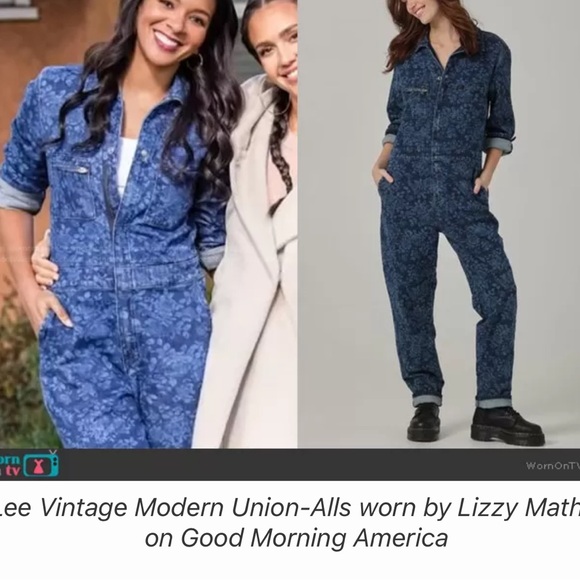 Free people denim jumpsuit boiler suit floral blue New XS overalls - Picture 15 of 16